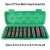 Set of 10 1/2" drive plugs, 6-point hexagonal impact plug set, 8-24mm impact plug set with storage box