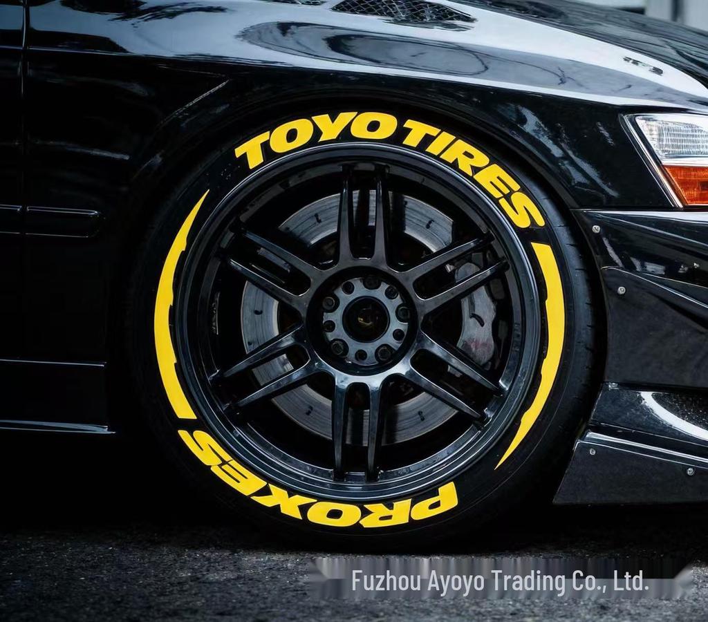 Naklejki z literami na opony samochodowe 3D - Spersonalizowany zestaw 4 szt., Dostępne w wielu kolorach