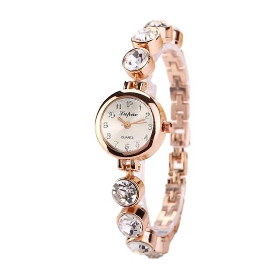 

Женские элегантные наручные часы Изысканный женский браслет со стразами Кварцевые часы с искусственным кристаллом с маленьким циферблатом розового золота