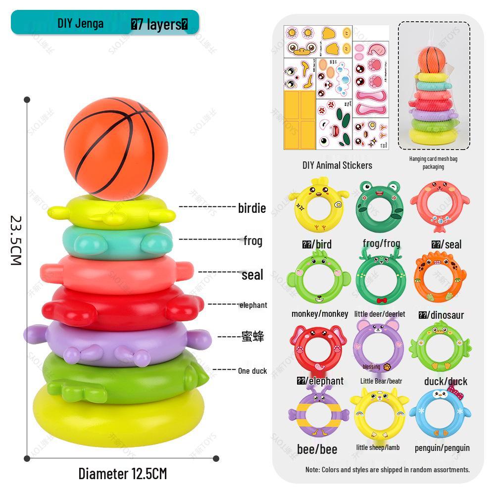 Rainbow Tower Ring Toss Educational Stacking Toy for Babies