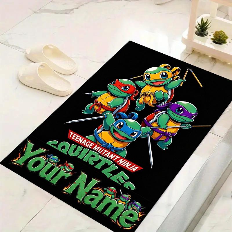 Custom 1Pc Ninja Turtles Flannel Personalized Rug Non Slip Floor Mat Soft Carpet for Living Bedroom Office Home Decor Gift