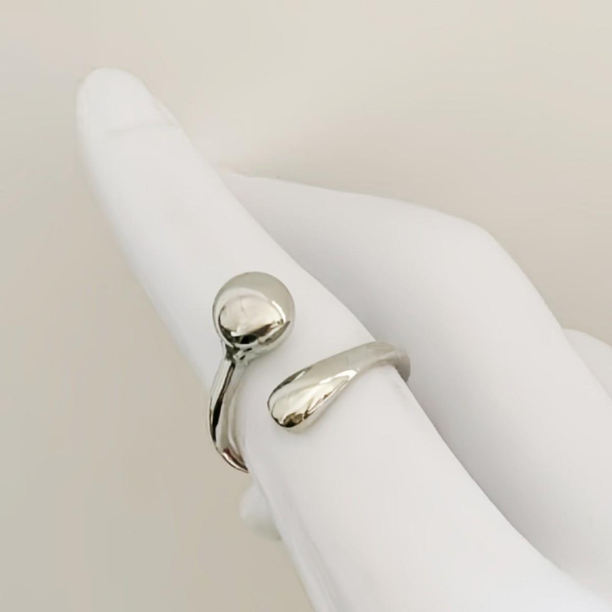 Women s Adjustable Geometric Ring: Round Ball Intersecting Ring Design for Versatile Style платиновый