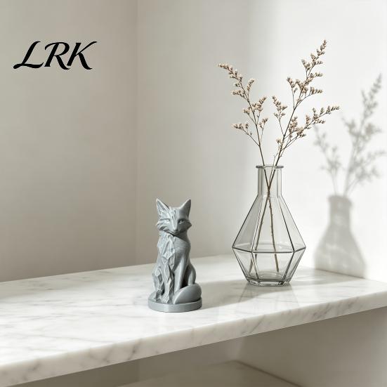 Contemporary Art Decoration Geometric Faceted Fox Figurine, 3D Printed Sitting Statue, Modern Sculpture Sculpture, Collectable Desktop Ornament