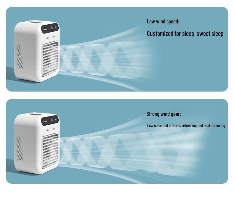 Portable Mini Desktop Cooling Fan - Mobile Air Conditioner for Dorm Rooms, Compact Cold Air Fan for Students