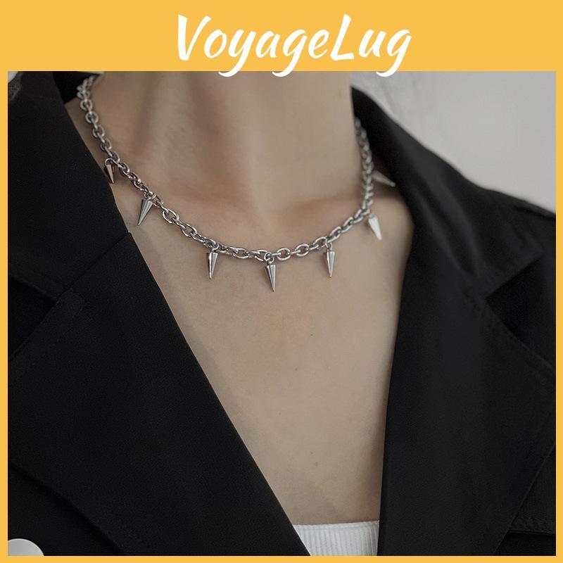 Punk Style Spiked Alloy Necklace For Unisex Fashionable Trendy Choker Chain Accessory