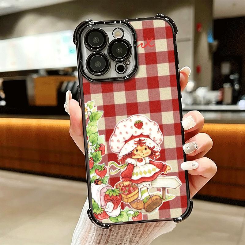 Strawberry Sh-SHortcake Soft Phone Case For iPhone 15 16 17 Air 14 Pro Max 16E Plus 13 12 Mini Plating Anti-Fall Fundas