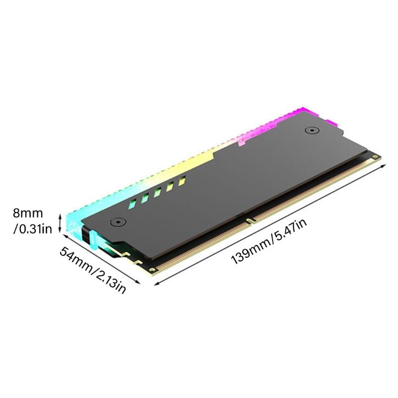 PC Memory Heatsink Cooling 5V 3PIN ARGB for Desktop Computer Memory DDR3 DDR4 DDR5 Temperature Dissipation Aluminum