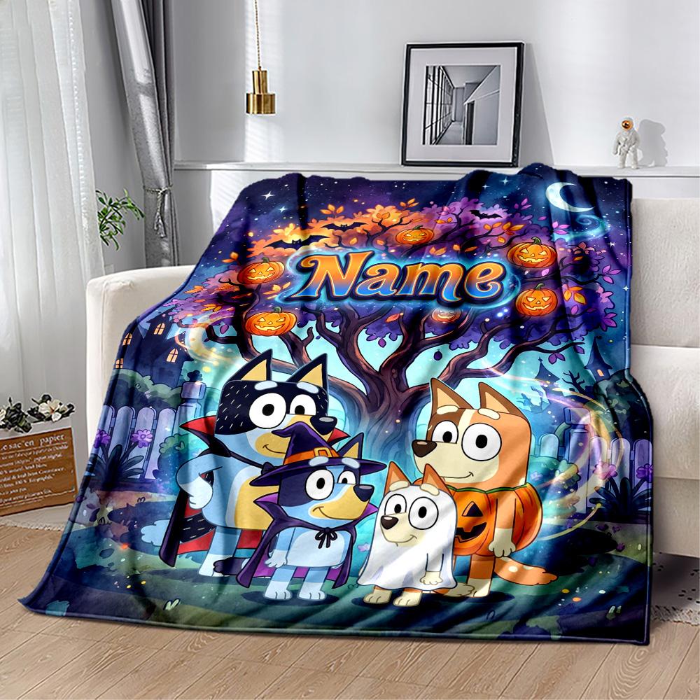 Halloween Night Adventure Customize Text Blanket Gift Customizable Blanket Soft & Cozy Great for Seaside Sofa Picnics Office Chair