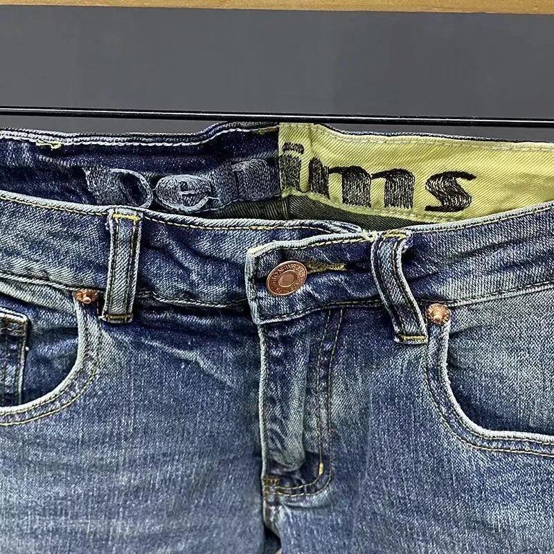 Letnie nowe proste spodenki jeansowe męskie modne Slim Fit elastyczne spodnie Capri Casual dopasowane szorty pirackie męskie