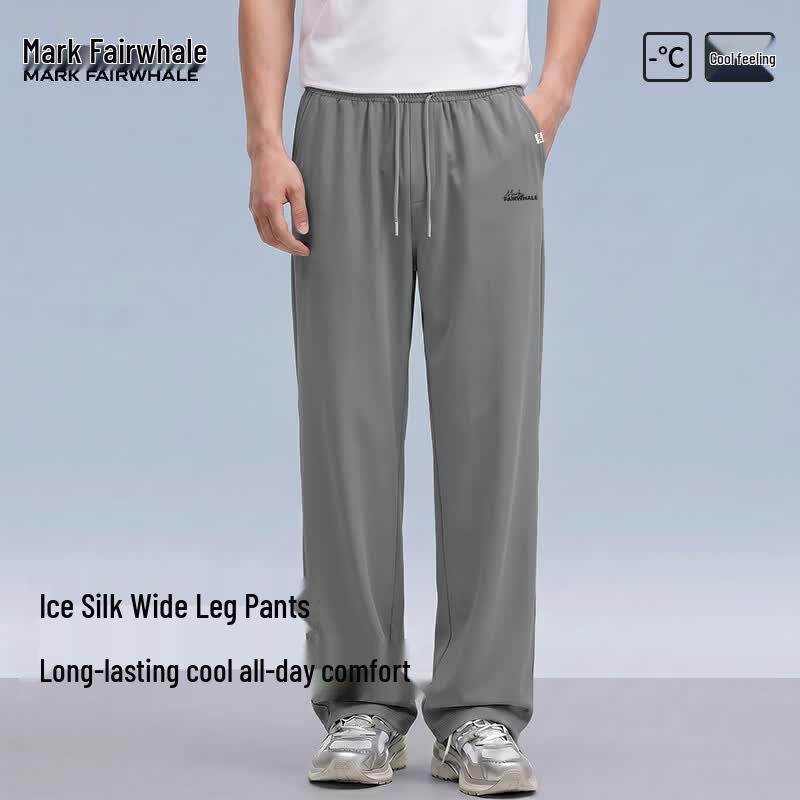 MARK FAIRWHALE Men s Ice Silk Straight-Leg Casual Sport Pants L