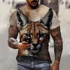 Summer Men's Summer Men's Casual T-shirt 3d Printed Lynx Bobcat Print Unisex Short-sleeved Fashion Trend Home Wear