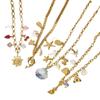 High-end light luxury ocean-style gold chain necklace for women, multiple pendants, shells, starfish, and bear fashion accessories