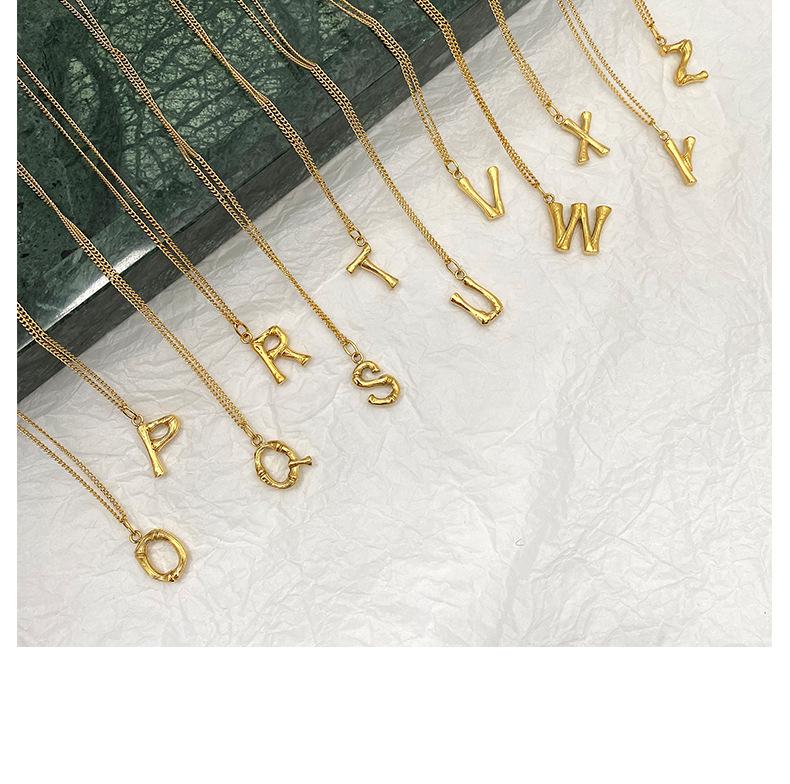 Trendy European & American Bamboo Joint Gold Necklace with 26 English Letters