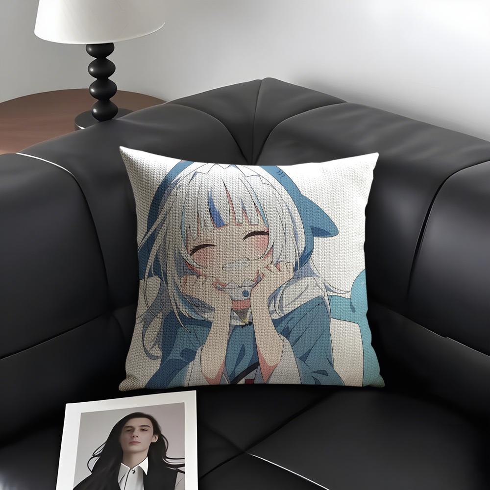 G-Gawr Guraa Anime Cushion Cover Natural Linen Organic Fabric Double-Sided Printing Sofa Home Decor Gift Pillow Case