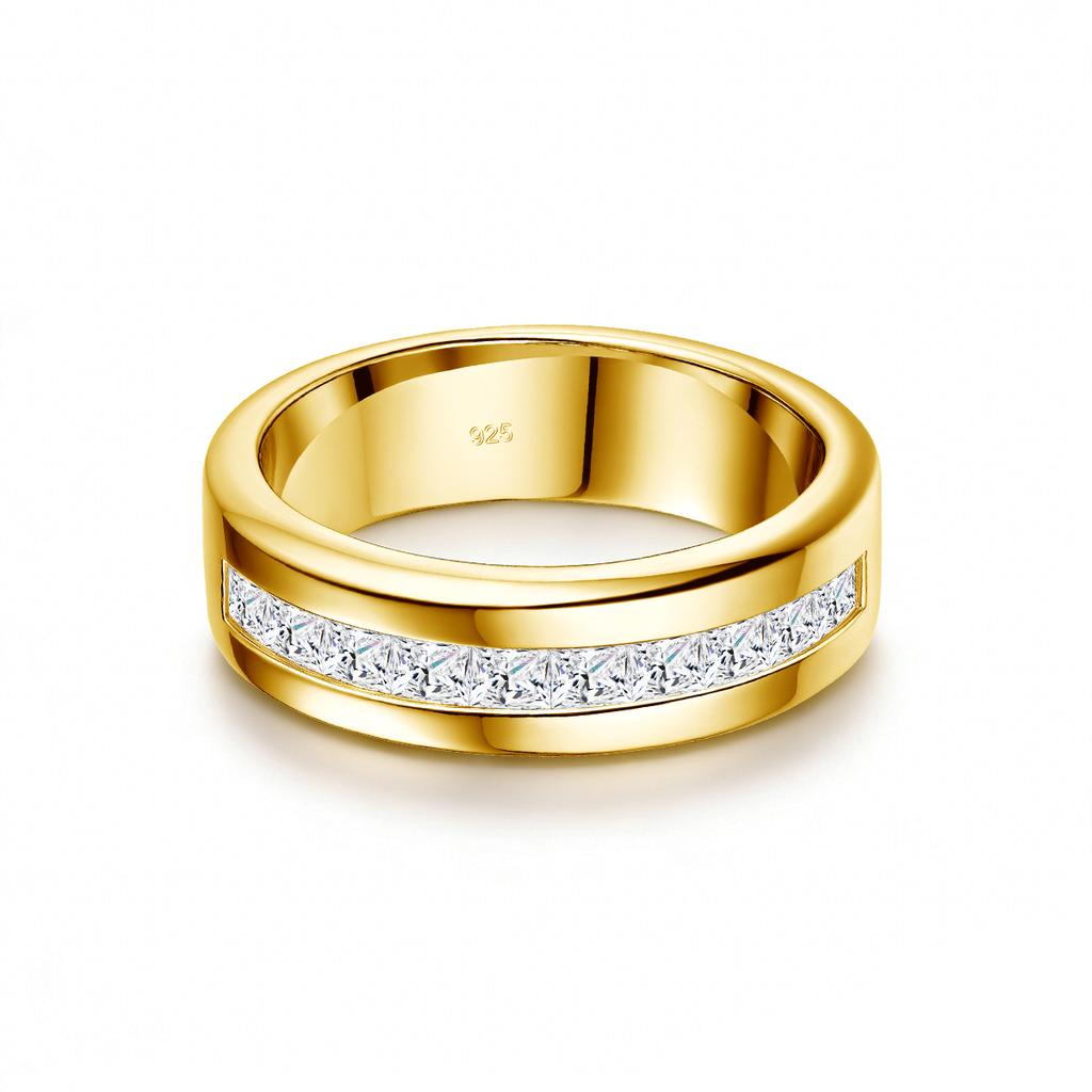 Simple 925 Silver Certified Moissanite Mens Wedding Band Romantic Couples Engagement Rings Women Jewelry