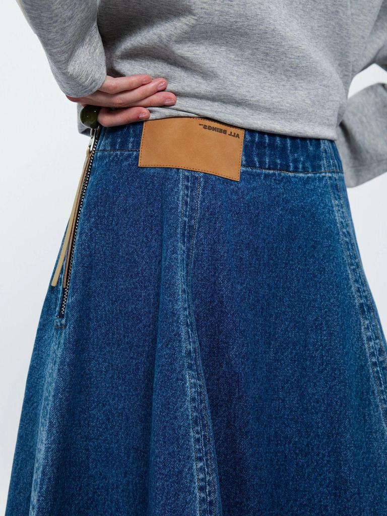2025 Autumn Versatile A-line Denim Floral Long Skirt for Women