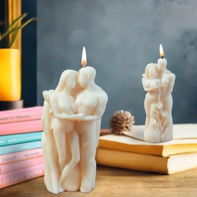 3D Valentýnská svíčková forma DIY Ruční růže Pár Líbající se Socha Aromaterapie Sádrová forma Čokoládový dort Pečení Dekorace Dárek