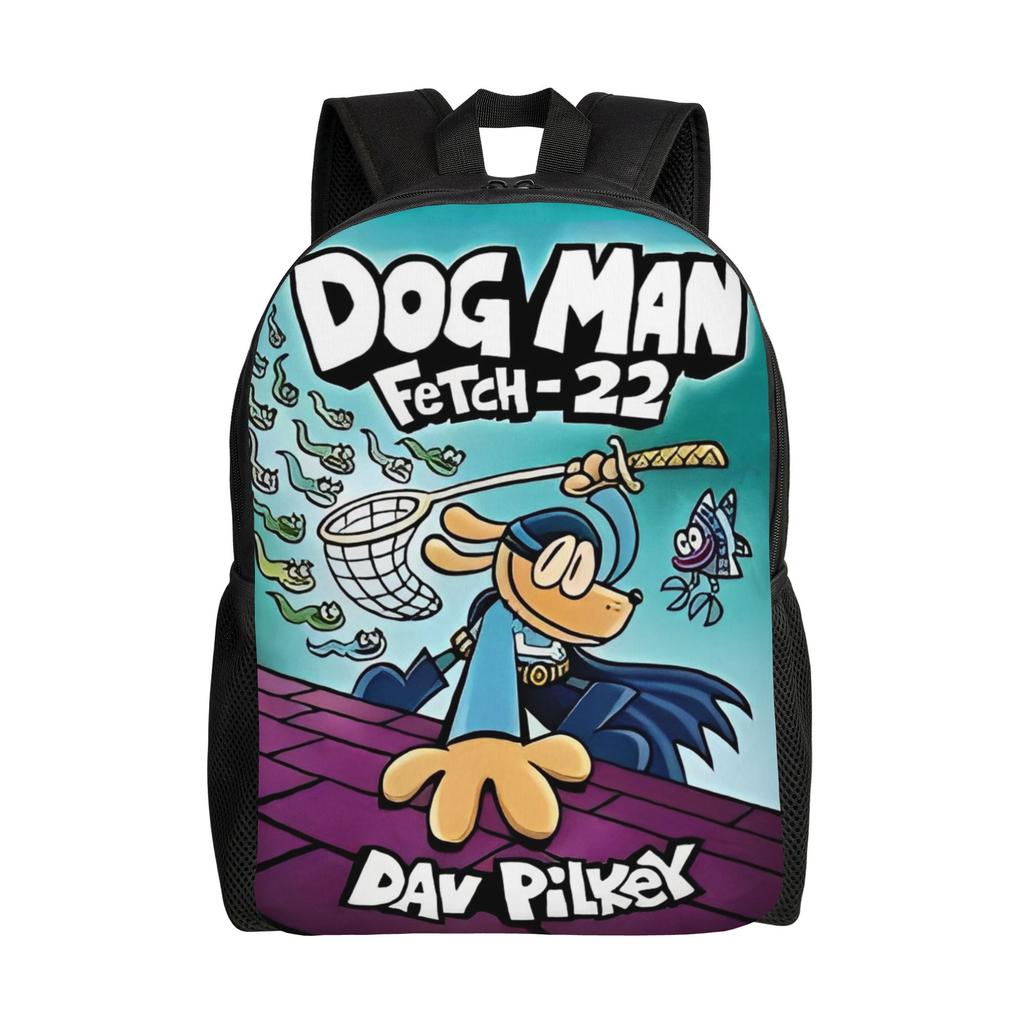 Dog Man Cartoon Teenage Backpack Outdoor Student Business  Daypack for Men Women College Canvas Bags