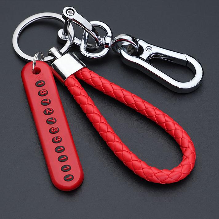 Car Key Chain Anti-lost Key Ring Men's Female Simple Key Lanyard Pendant Mobile Phone Number Plate Keychain Auto Accessories
