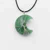 Handcrafted Geometric Moon Pendant Necklace With Natural Stone Wire-Wrapped Tree Design Women