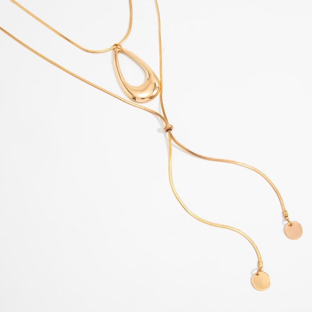 Pull Adjust Pendant Chain Teardrop Hollow Y Chain Multi Layer Layer Necklace  Night Event