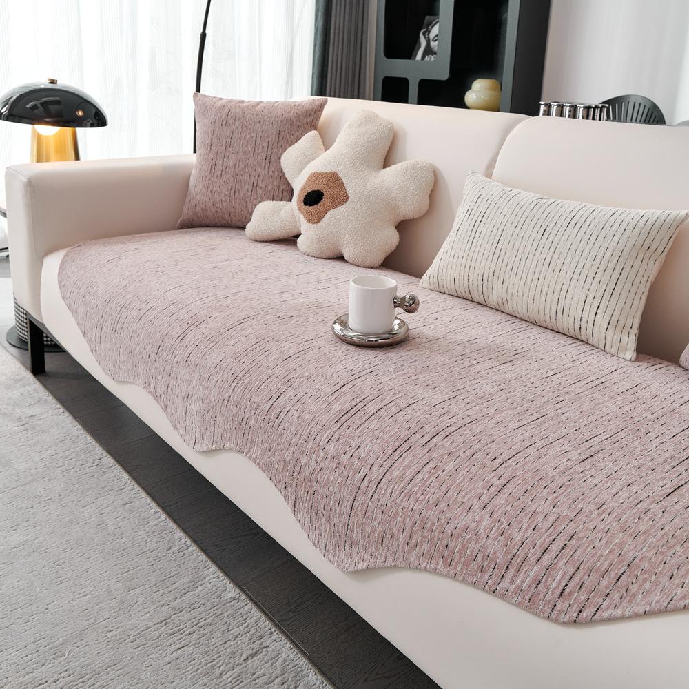 Threaded Chenille Special-Shaped Sofa Cushion, Universal In All Seasons, Anti-Cat Scratching Leather Sofa Cover, Living Room Non-Slip Cover Cloth Towe