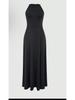 Women's Halterneck Sexy Evening Gown - Summer 2026 Slit Banquet Long Dress, Solid Color Formal Wear