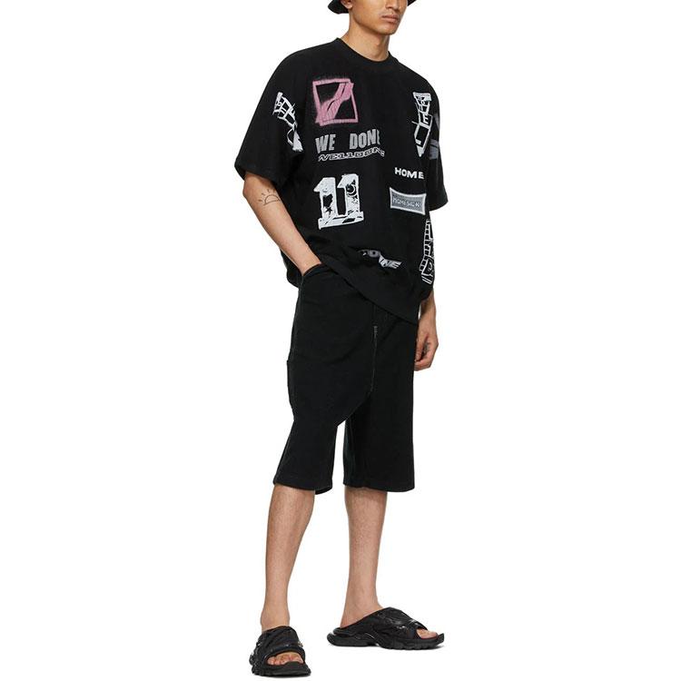 We11done Ss21 Graphic All Over Logo Short Sleeve T-Shirt Unisex T-Shirt Black WD-TT1-21-515-U-BK