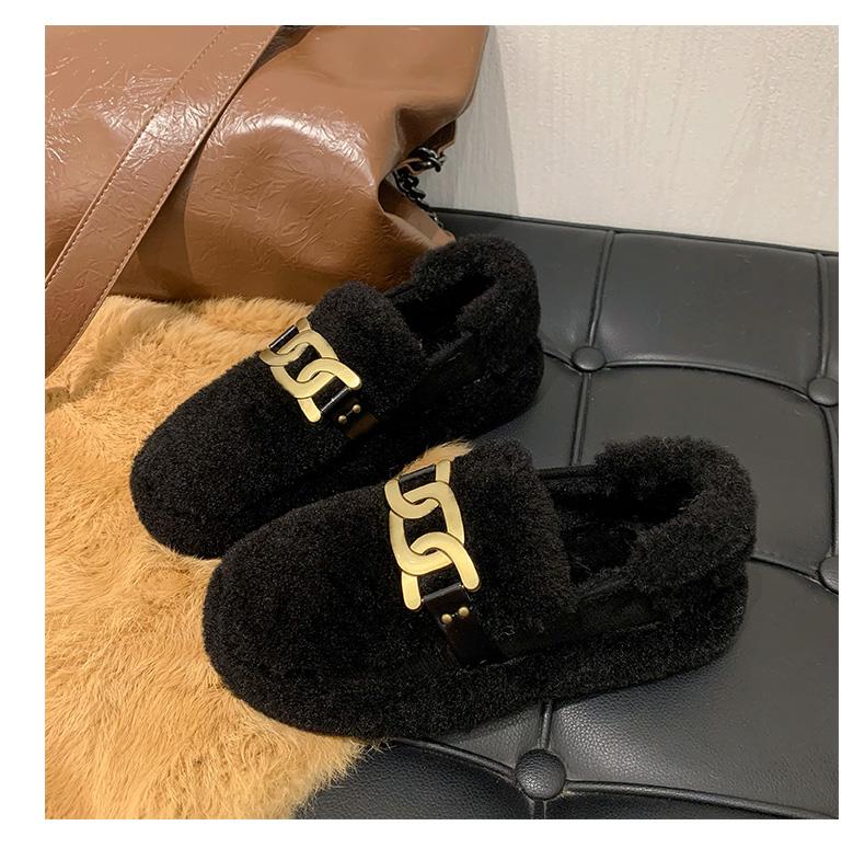 Fashion Women's Leopard Print Autumn Casual Shoes Round Toe Thick Sole Slip-on Loafers Fur Autumn New Outdoor Walking Shoes Slip-on 2024