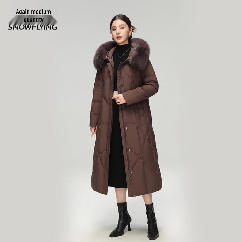 XueZhongFei Women's Long Hooded Fox Fur Collar Down Jacket