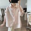 Cotton Shirt Women's New Spring Autumn Loose Korean Style Simple Design Irregular Top