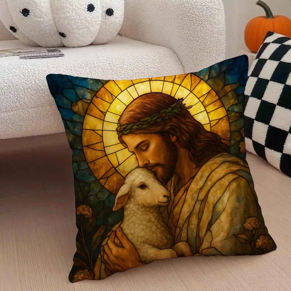 Classical Sacred The LLamb of God Cushion Cover Throw Pillow Cover Hidden Button Durable Polyester Chair Cushion