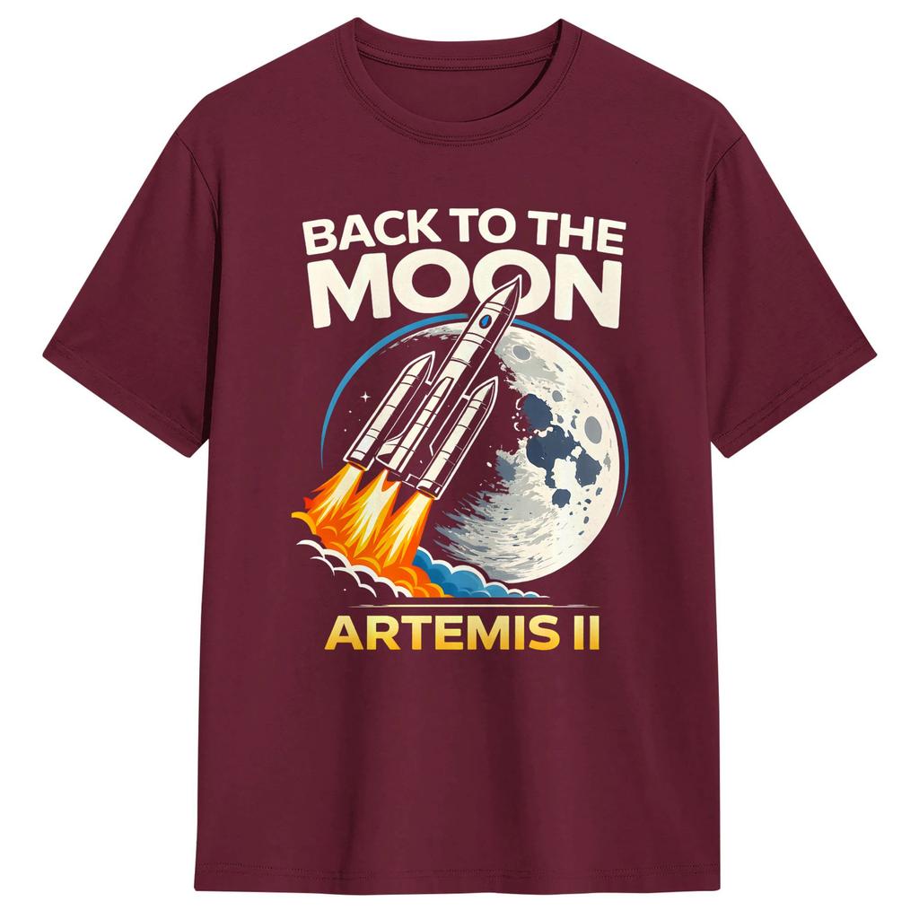 Back To The Moon Artemis II Rocket Space Mission T Shirt Unisexs Cotton Funny TShirts Crewneck  Tees Short Sleeve Tops Printing