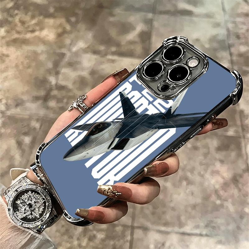 Fighter Plane F-22 Raptor Cool Soft Phone Case For iPhone 15 16 17 Air 14 Pro Max 16E Plus 13 12 Mini Plating Anti-Fall Fundas