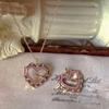 Pink Retro Heart Pendant Necklace - Elegant Light Luxury Clavicle Chain for Women