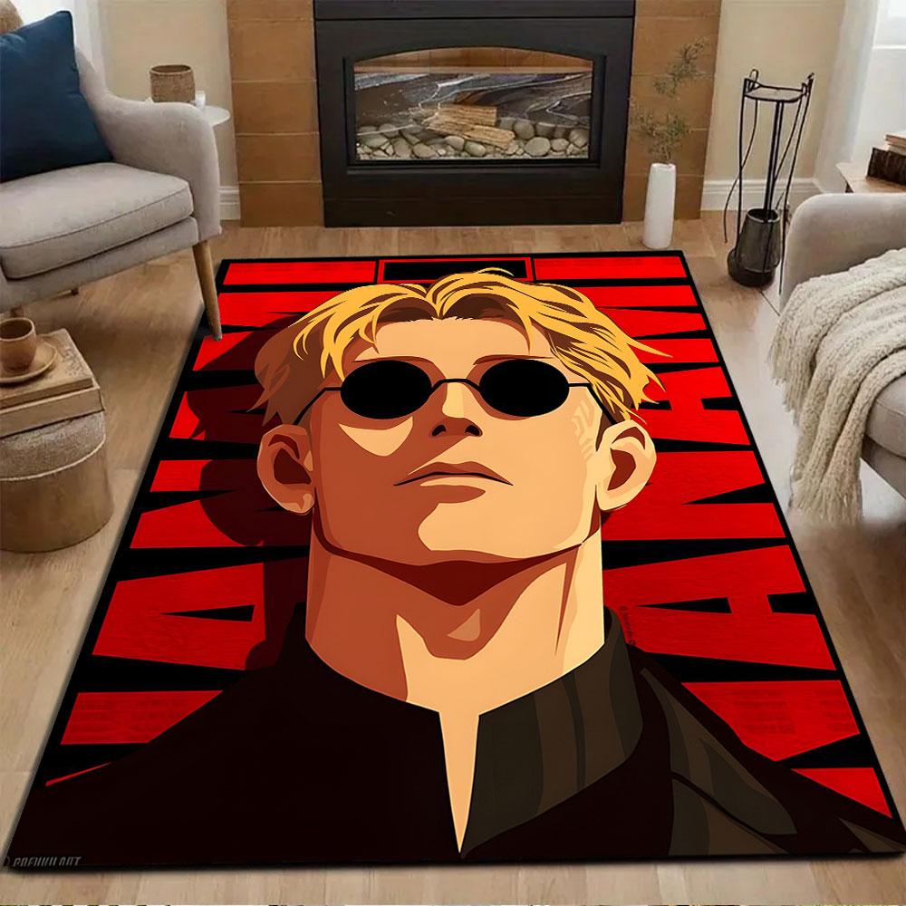 Anime Hero with Sunglasses Poster Patterned carpet, non slip mat suitable for living room and bedroom sofas
