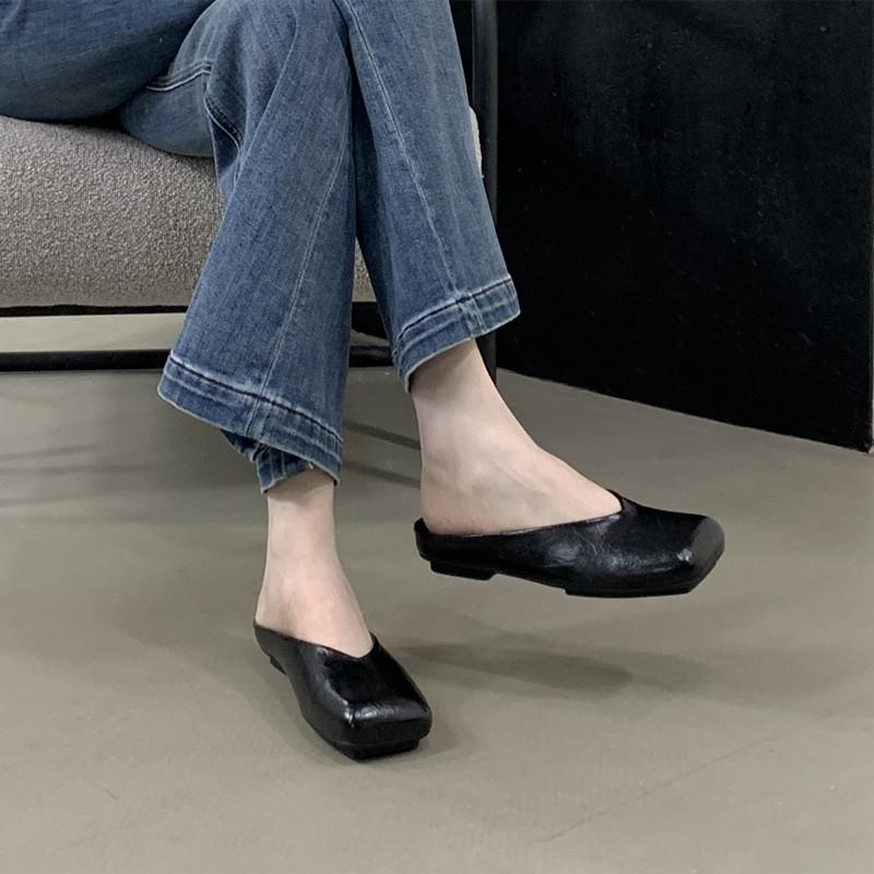 Fashion Bailamos 2025 Spring New Women Flat Shoes Fashion Shallow Slip On Mules Shoes Soft Flat Heel Outdoor Slippers Casual Slides Muje