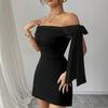 Damen-Neues Temperament-Stil Ein-Schulter-Kleid Damen Seitenband Taille Dünn Hüftrock
