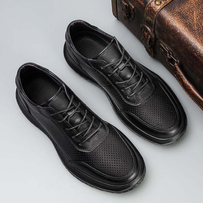 

Мужские модные повседневные кожаные кроссовки для папы - Дышащий полый дизайн для четырех сезонов с толстой подошвой 39