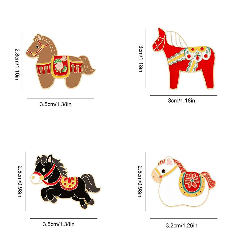 1Pc Horse Brooch New Year Gift Animal Clothing Accessories 2026 Zinc Alloy Cartoon Coforful Zodiac Emblem Sweater Pin