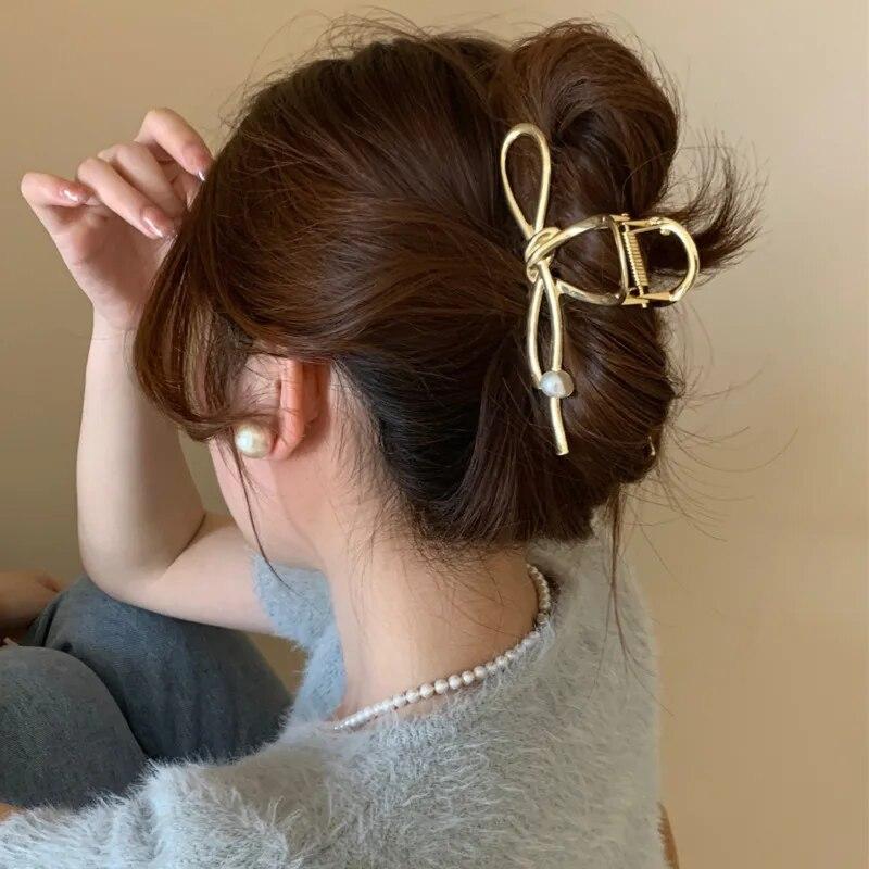 Ženy Nová Vintage stuha Mašľa Pazúriky do vlasov Vynikajúca kovová spona do vlasov Sponky do vlasov Pre ženy Doplnky do vlasov Barrettes Sponky na žraloky