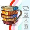 11oz Painted Book Mug Novelty 3d Painted Books Coffee Mug Unique Colorful Resin Books Stack Coffee Cup Collection Gifts