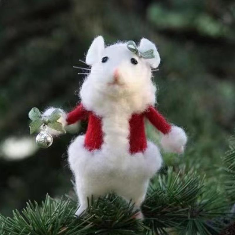 

Мышь на Хэллоуин с тыквой и леденцом, войлочные животные ручной работы, рождественский подарок E