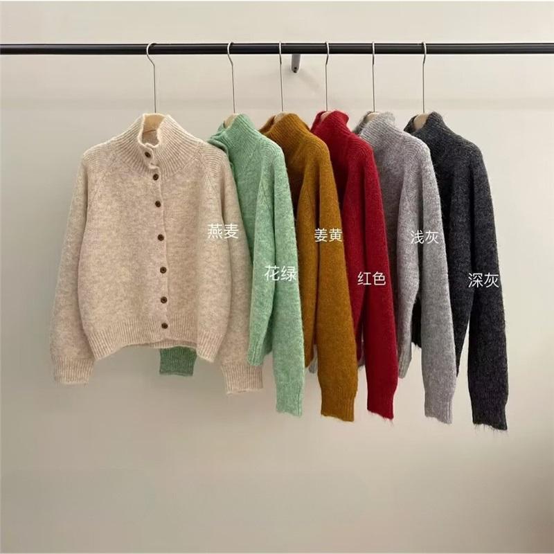 Knitted Cropped Women's Sweaters Cardigan Long Sleeve Sweater Coat Autumn Winter Chic Casual Outerwear Knitwear Top