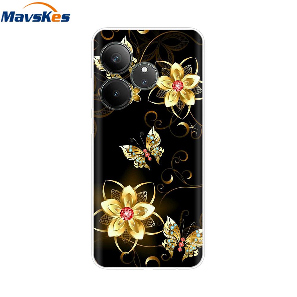 For Realme GT 6T Case Soft TPU Clear Painted Back Cover For Realme GT 6 Case GT6 6T Transparent Bumper RealmeGT6 Cute Protector