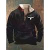 Men S Stand Collar Fleece Lined 3d Printed Long Sleeve Loose Pullover Sweatshirt