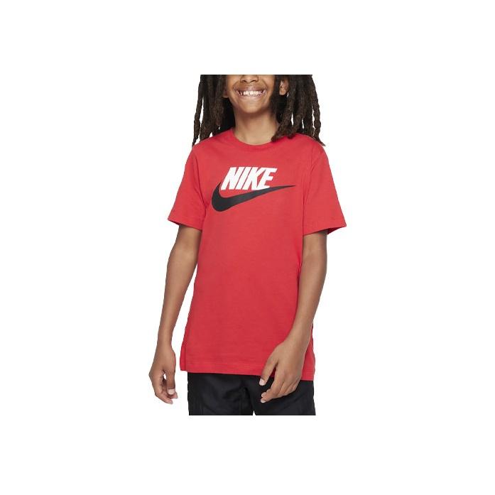 Nike Sportswear Logo Print Round Neck Short Sleeve T-Shirt Kids Tops Red DV2579-659
