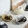 Electroplated Gold Ceramic Tissue Box Oval Home Napkin Container Living Room Dining Table Drawer Paper Box Home Decoration Gift