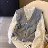 Women's Knitted Vest Gilet Spring Loose Lazy Style Women's Sweater Cardigan Outerwear Top