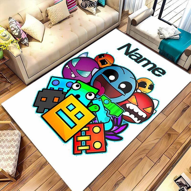 Custom personalization Geometry Dash Area Rug - Perfect For Kitchen, Bathroom,Laundry Room Decor Large Size Available,Gift All Seasons